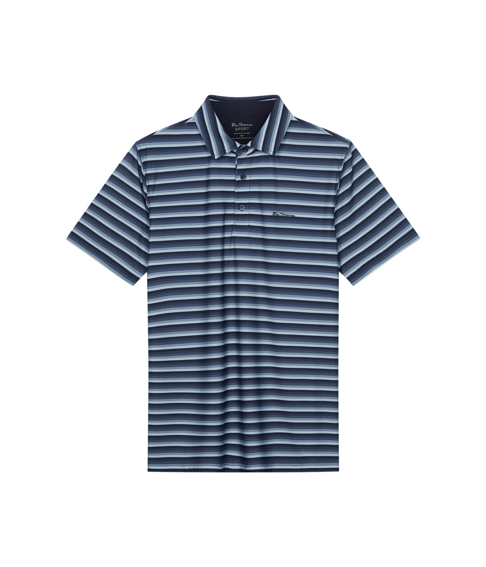 Ben Sherman Multi Stripe Tech Jersey Sports Fit Polo T Skjorte Marineblå | VA7403695