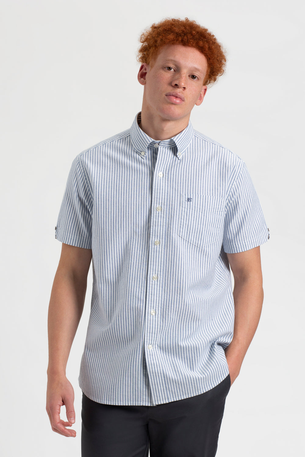 Ben Sherman Short Sleeve Brighton Oxford Organic Bengal Stripe Skjorte Indigo | TA5901278