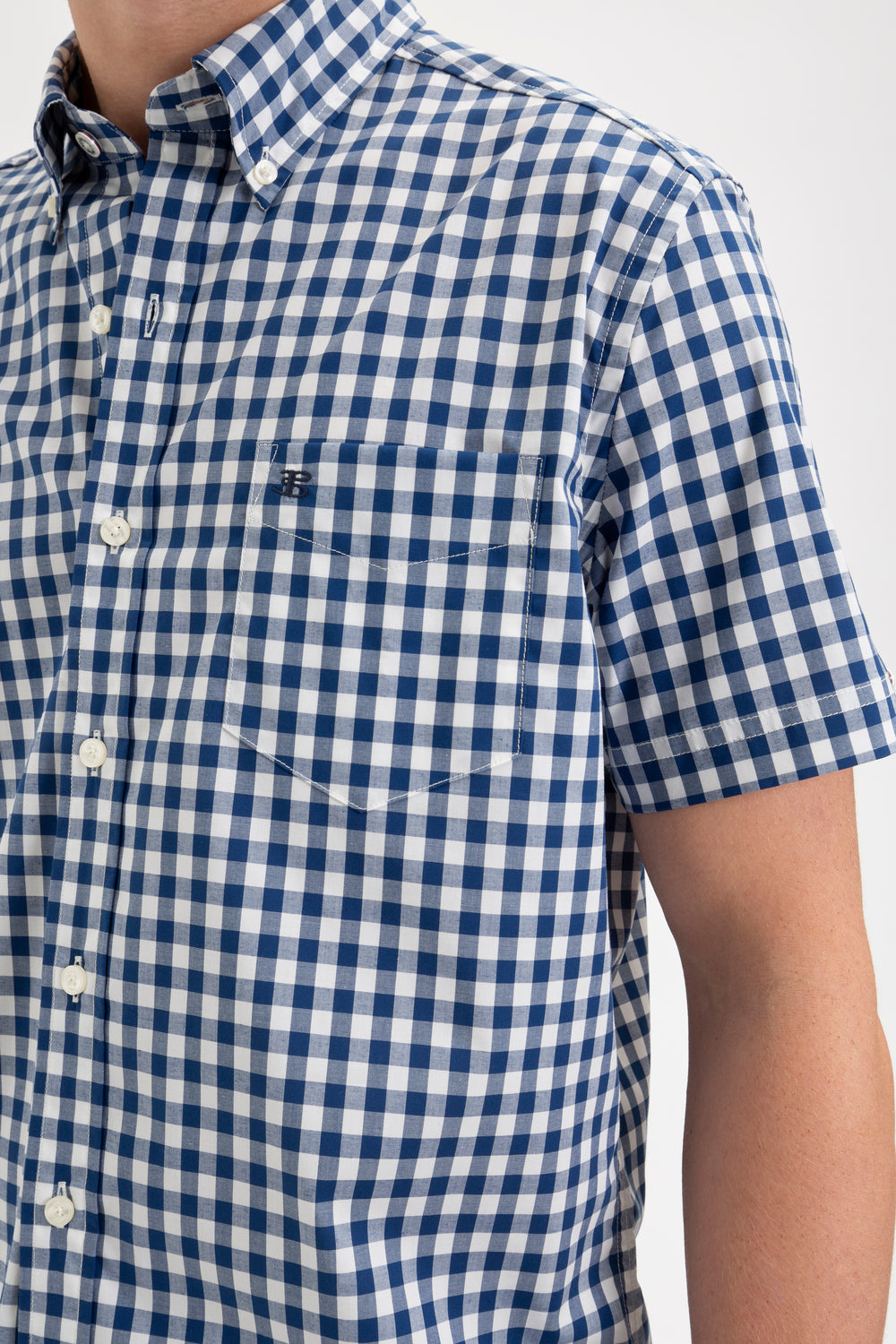 Ben Sherman Short Sleeve House Poplin Gingham Skjorte Marineblå Olivengrønne | AE4678391