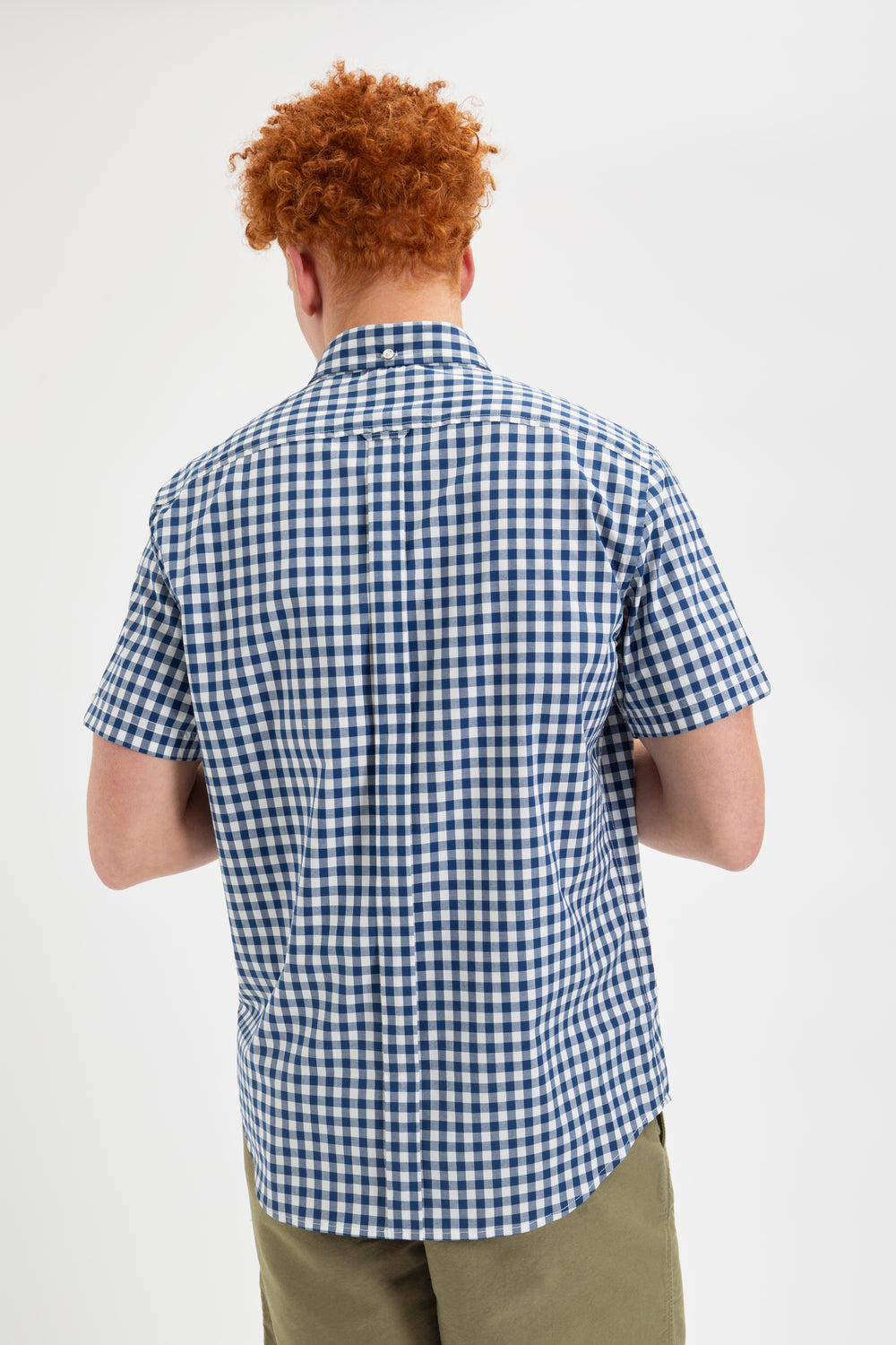 Ben Sherman Short Sleeve House Poplin Gingham Skjorte Marineblå Olivengrønne | AE4678391