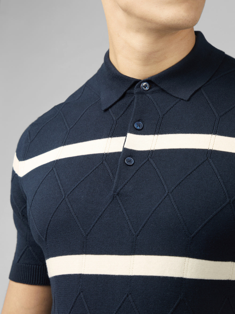 Ben Sherman Signature Argyle Stripe Polo Strikkevarer Marineblå | HP9504813