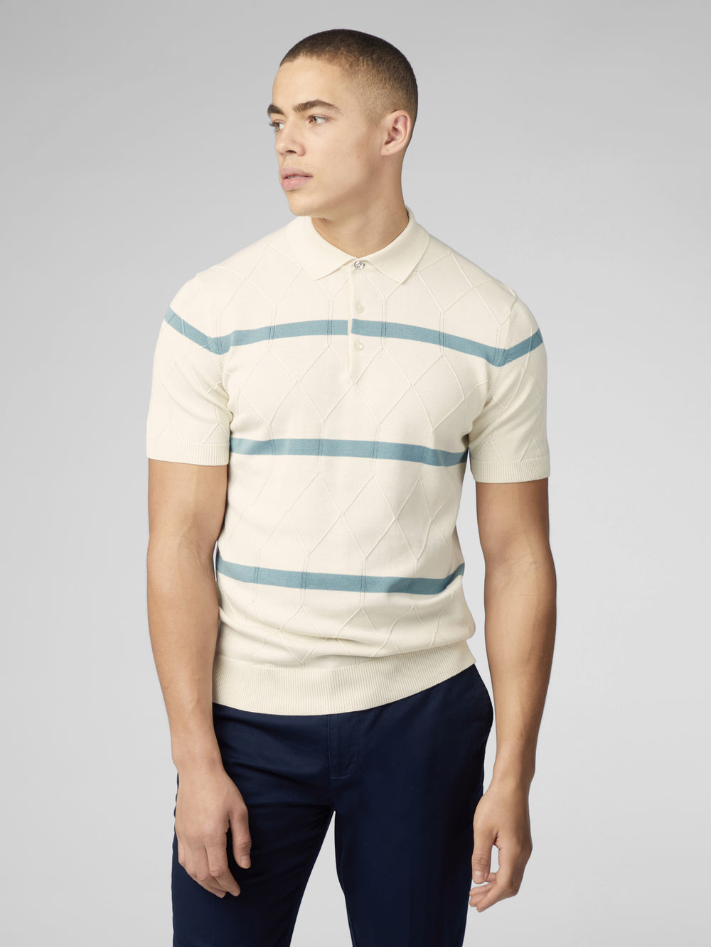 Ben Sherman Signature Argyle Stripe Polo Strikkevarer Hvite | LG1375968