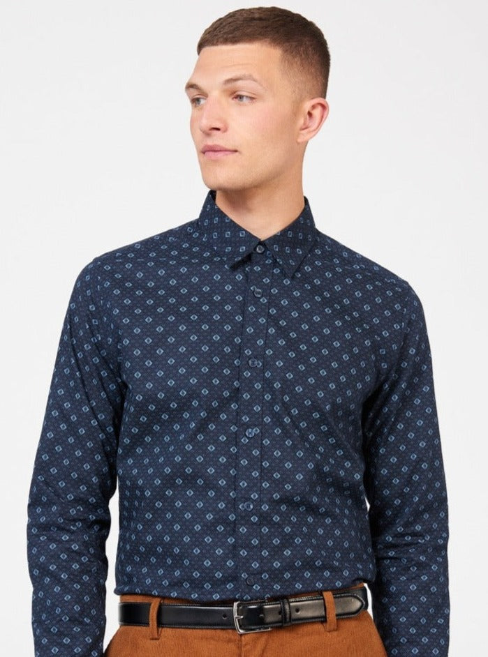 Ben Sherman Signature Geo Skjorte Blå | SX9762305