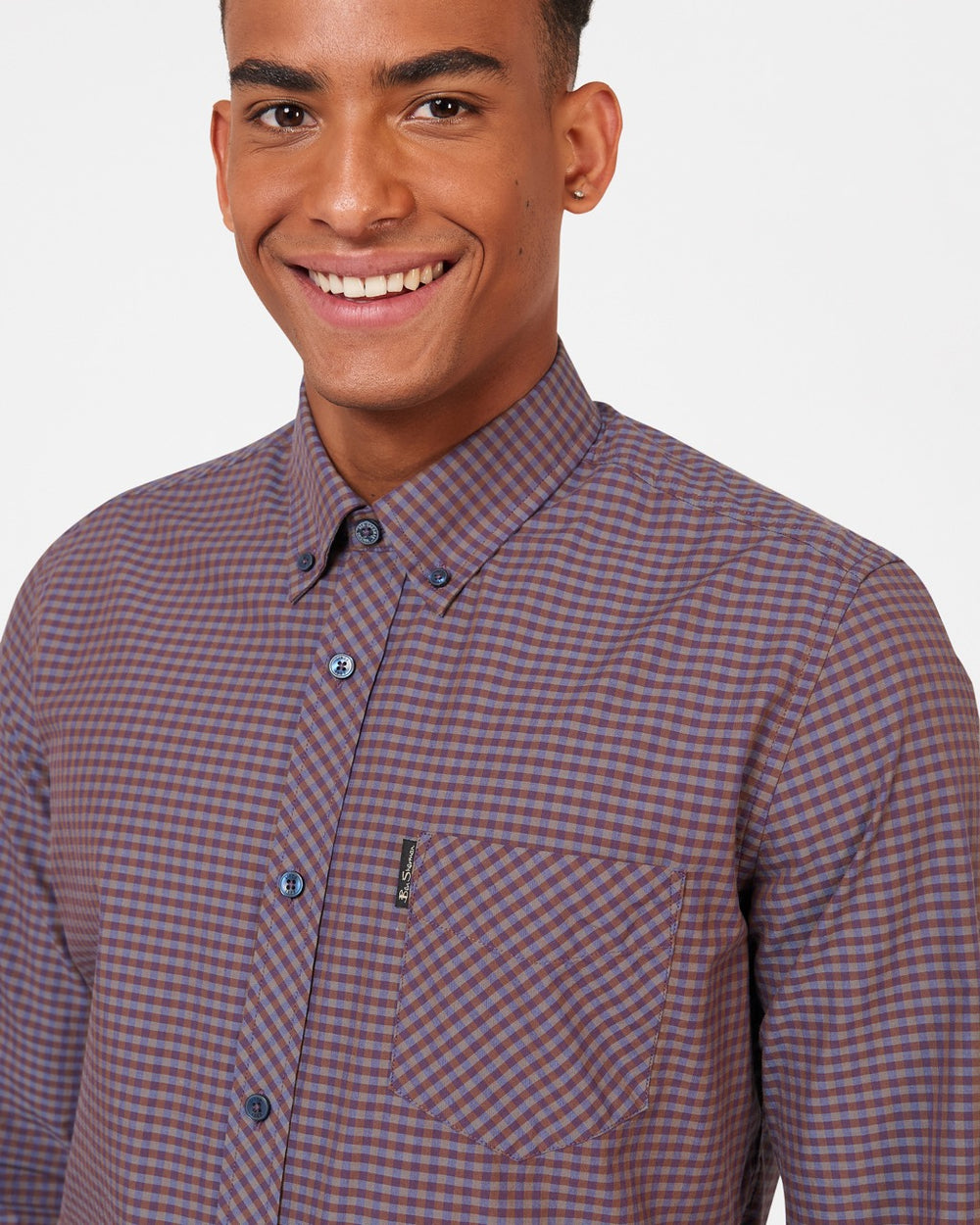 Ben Sherman Signature Gingham Long-Sleeve Skjorte Lilla | DR8052197