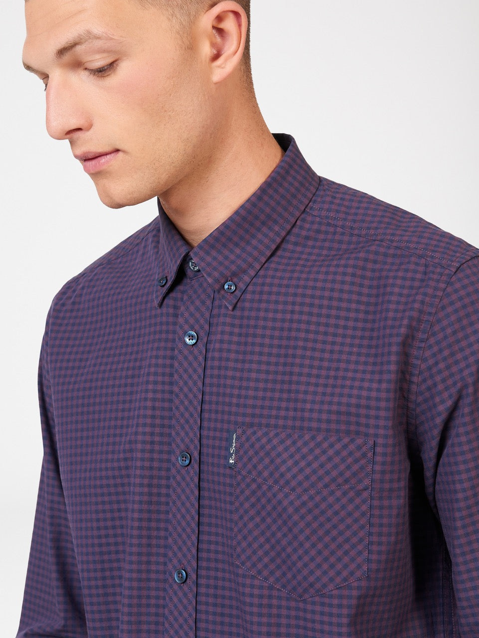 Ben Sherman Signature Gingham Long-Sleeve Skjorte Lilla | TA0874952