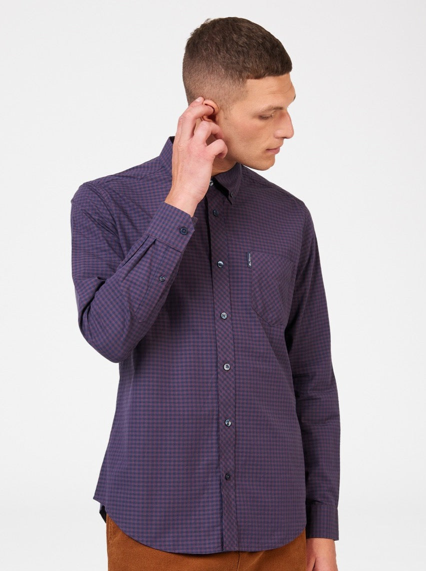 Ben Sherman Signature Gingham Long-Sleeve Skjorte Lilla | TA0874952