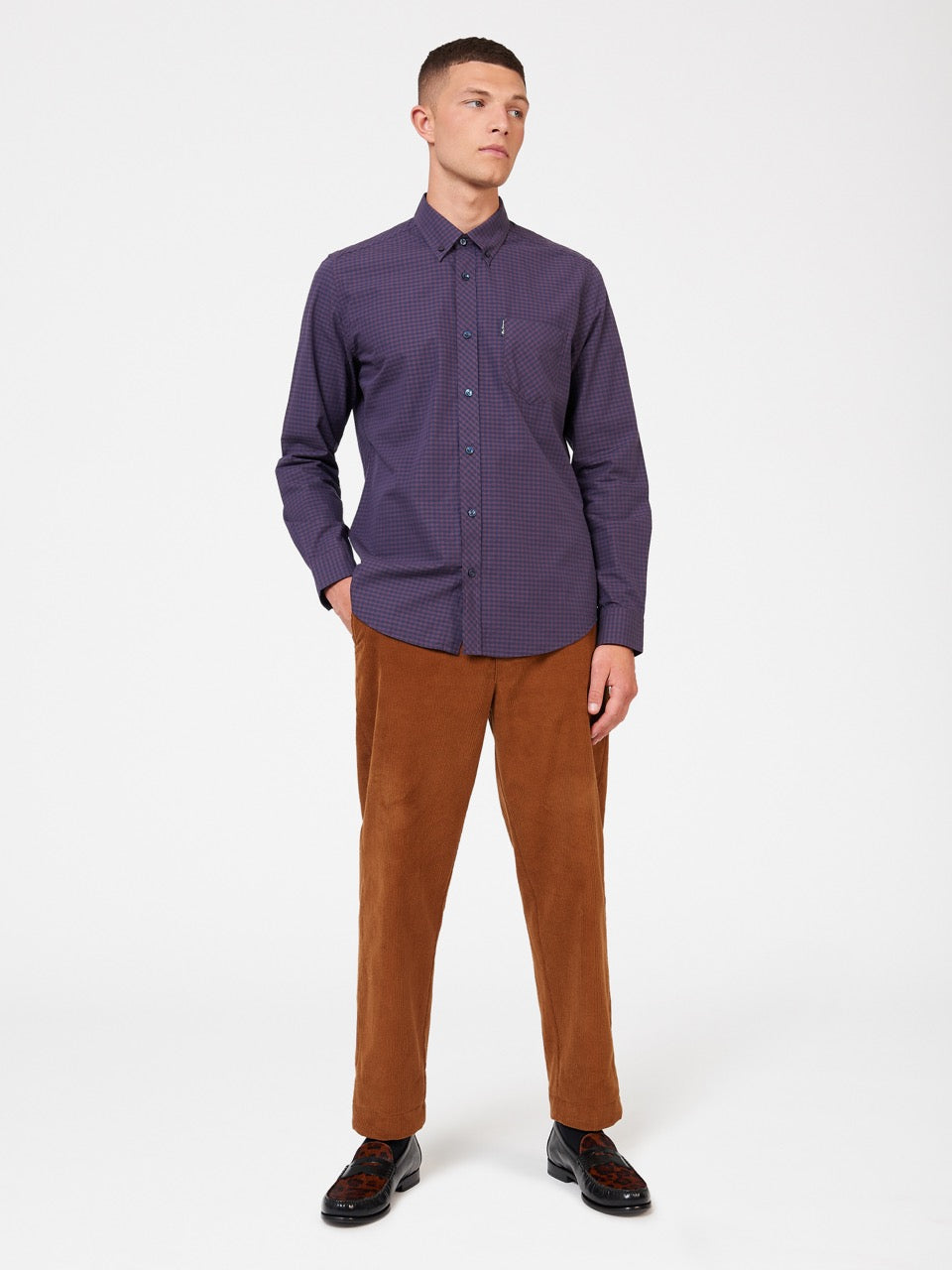 Ben Sherman Signature Gingham Long-Sleeve Skjorte Lilla | TA0874952