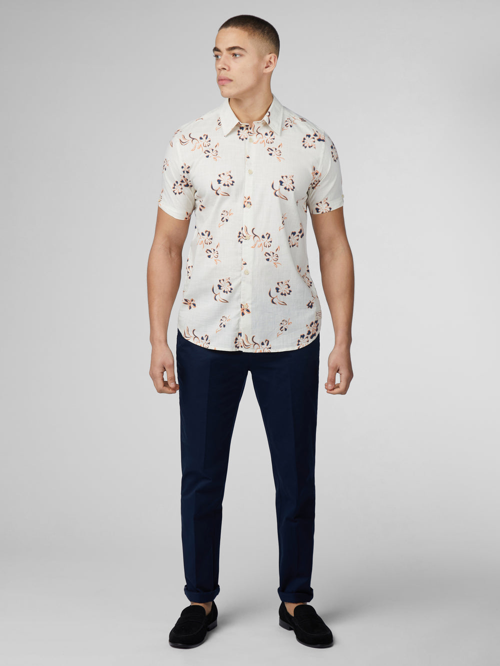 Ben Sherman Signature Linear Floral Skjorte Hvite | ZO7345296