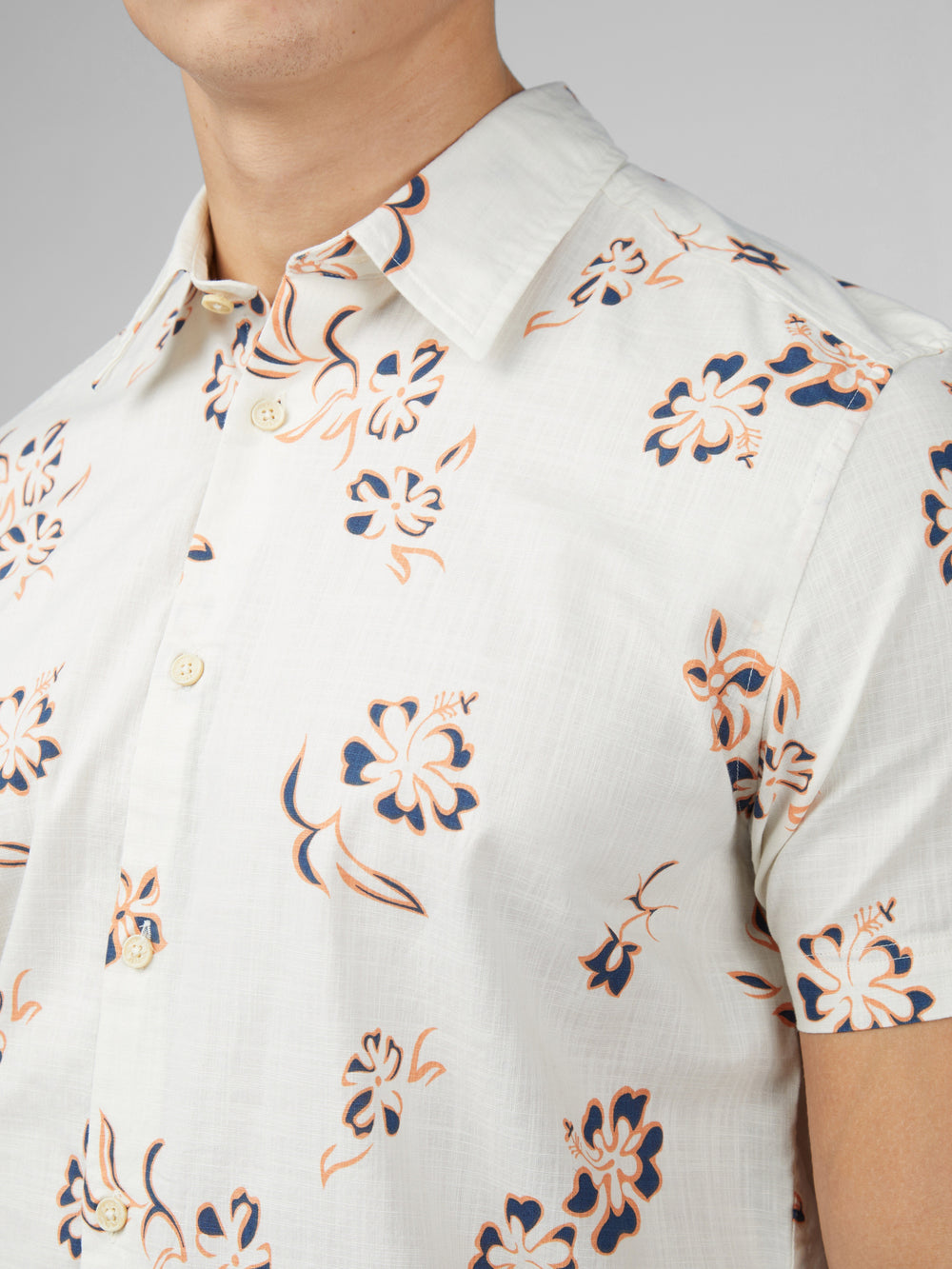 Ben Sherman Signature Linear Floral Skjorte Hvite | ZO7345296