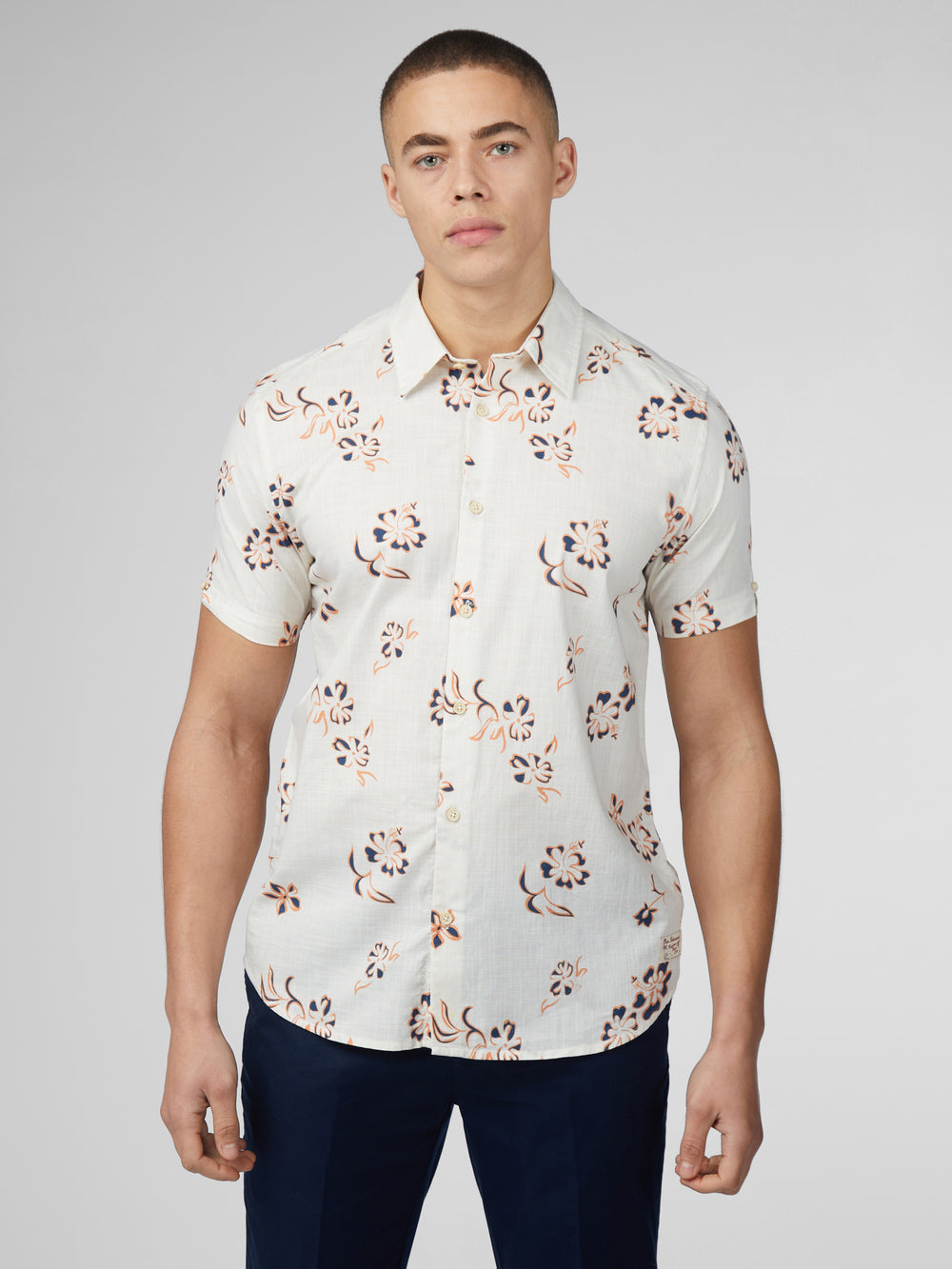 Ben Sherman Signature Linear Floral Skjorte Hvite | ZO7345296