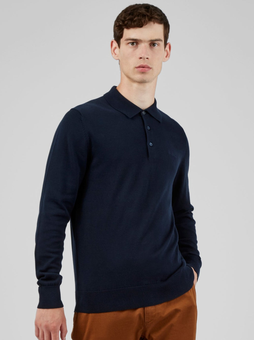 Ben Sherman Signature Long-Sleeve Gensere Med Polo Hals Marineblå | KD3981572