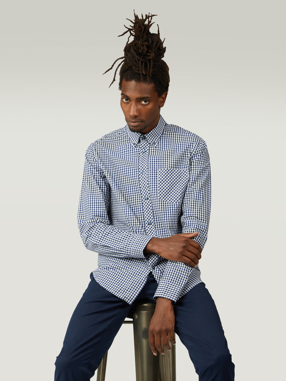 Ben Sherman Signature Long-Sleeve Gingham Skjorte Mørke Blå | YJ7423806