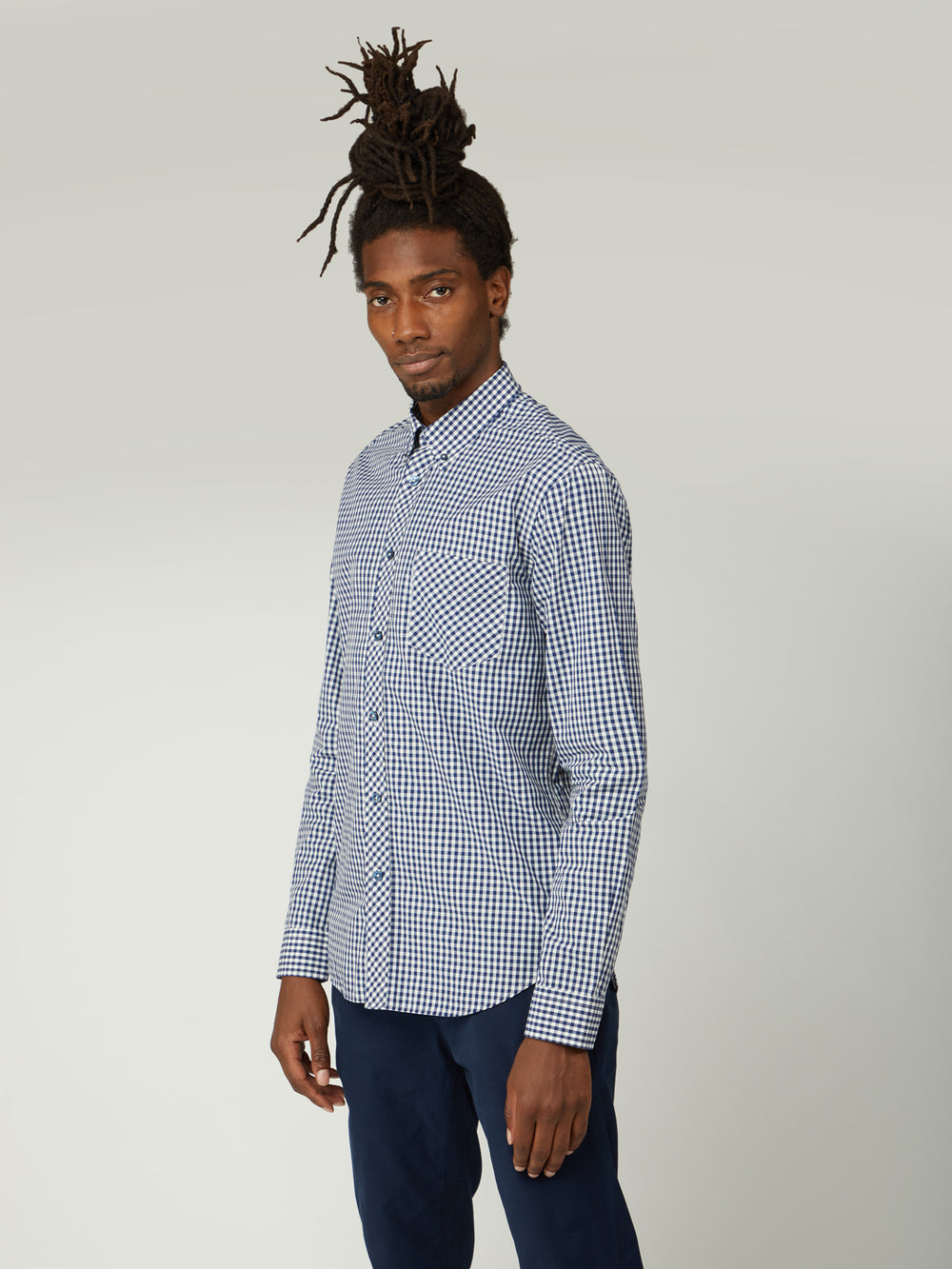 Ben Sherman Signature Long-Sleeve Gingham Skjorte Mørke Blå | YJ7423806