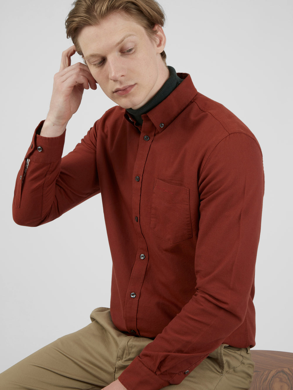 Ben Sherman Signature Long-Sleeve Oxford Skjorte Oransje | UL0718435