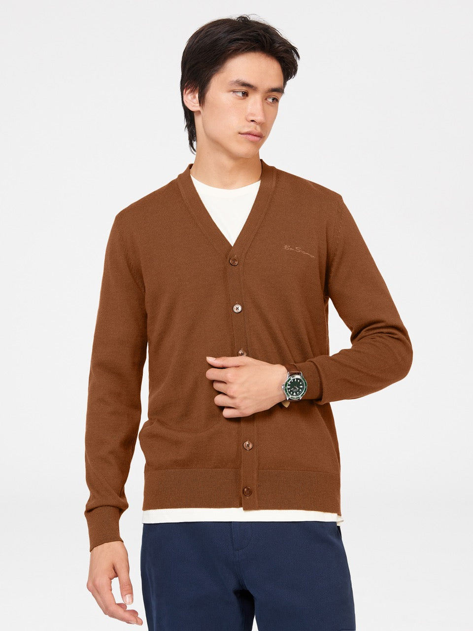 Ben Sherman Signature Merino Cardigan Strikkevarer Brune | VQ4317805