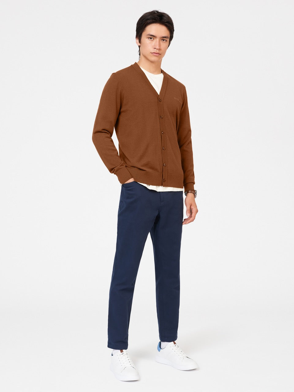 Ben Sherman Signature Merino Cardigan Strikkevarer Brune | VQ4317805