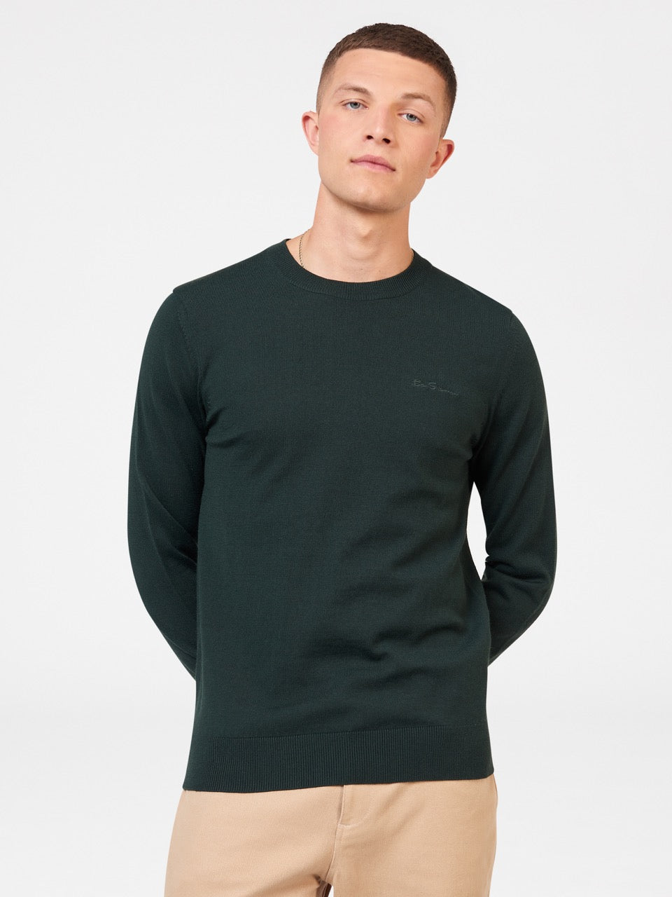 Ben Sherman Signature Merino Crewneck Strikkevarer Mørke Grønn | SW2497031