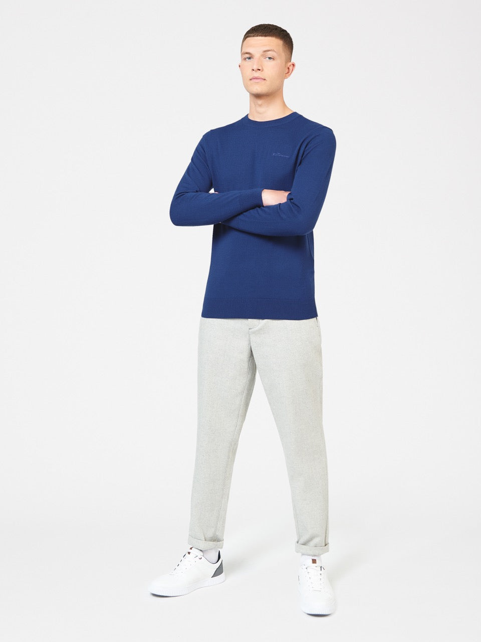 Ben Sherman Signature Merino Crewneck Strikkevarer Blå | LF8264751