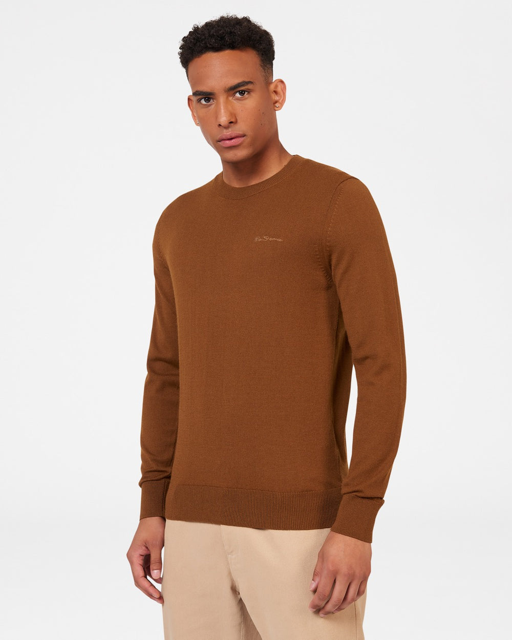 Ben Sherman Signature Merino Crewneck Strikkevarer Brune | SW9540812