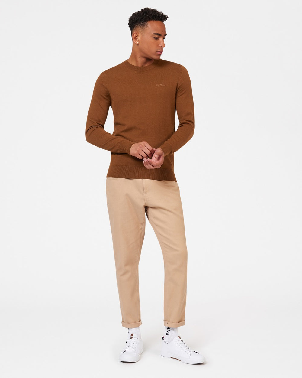 Ben Sherman Signature Merino Crewneck Strikkevarer Brune | SW9540812