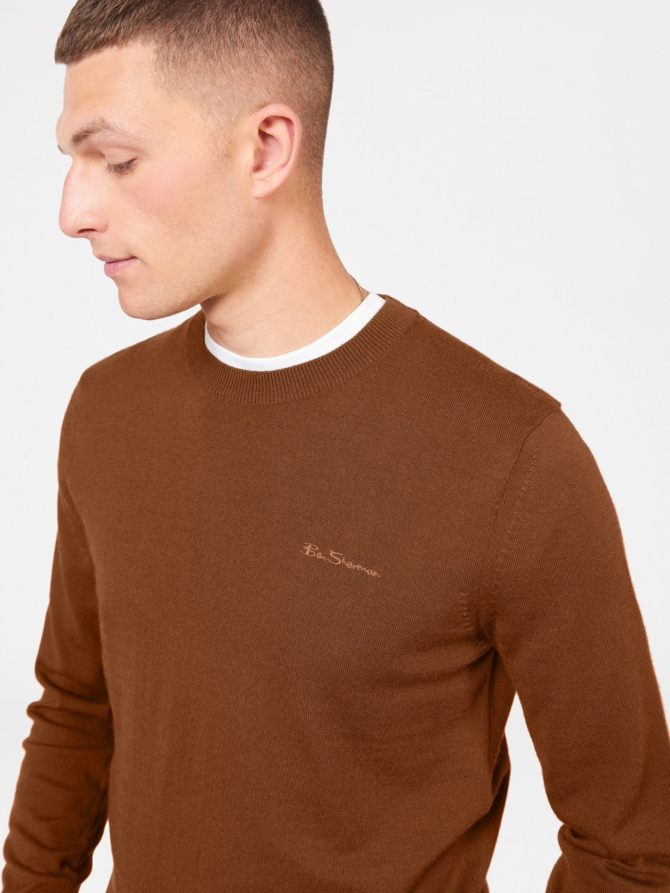 Ben Sherman Signature Merino Crewneck Strikkevarer Brune | SW9540812