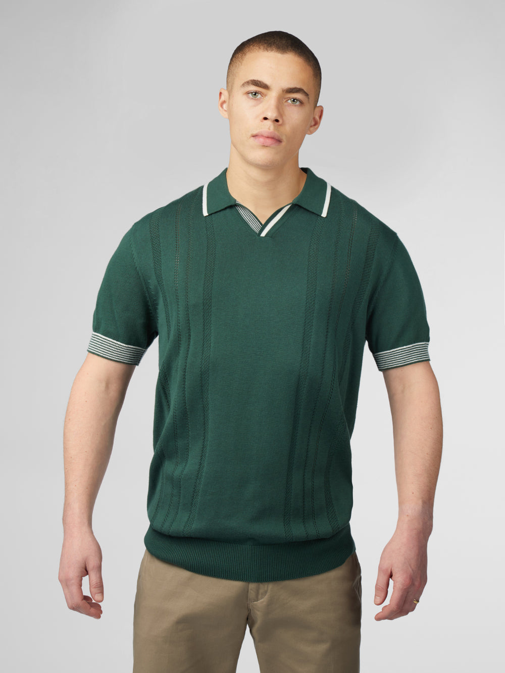 Ben Sherman Signature Open Neck Polo Strikkevarer Grønn | FW9704562