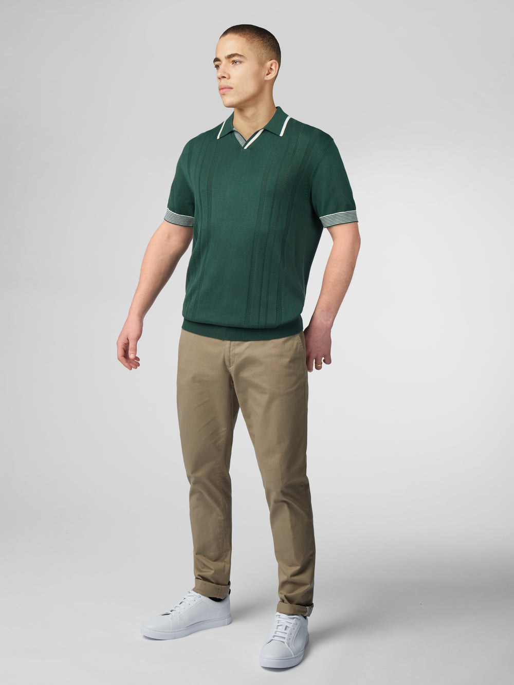 Ben Sherman Signature Open Neck Polo Strikkevarer Grønn | FW9704562