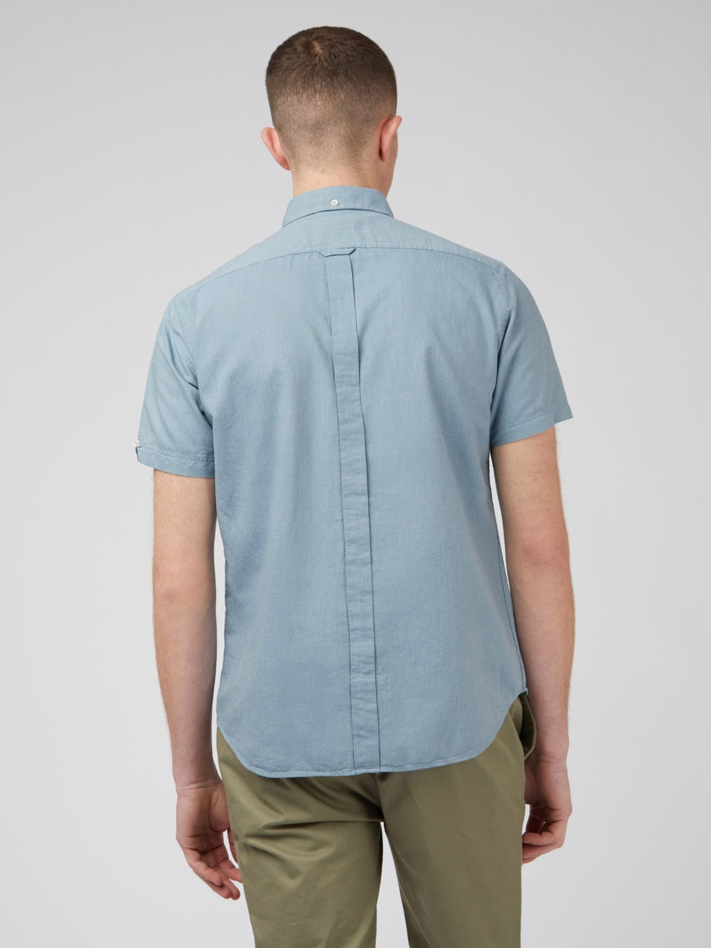 Ben Sherman Signature Organic Short-Sleeve Oxford Shadow Skjorte Blå Grå | FY3562784