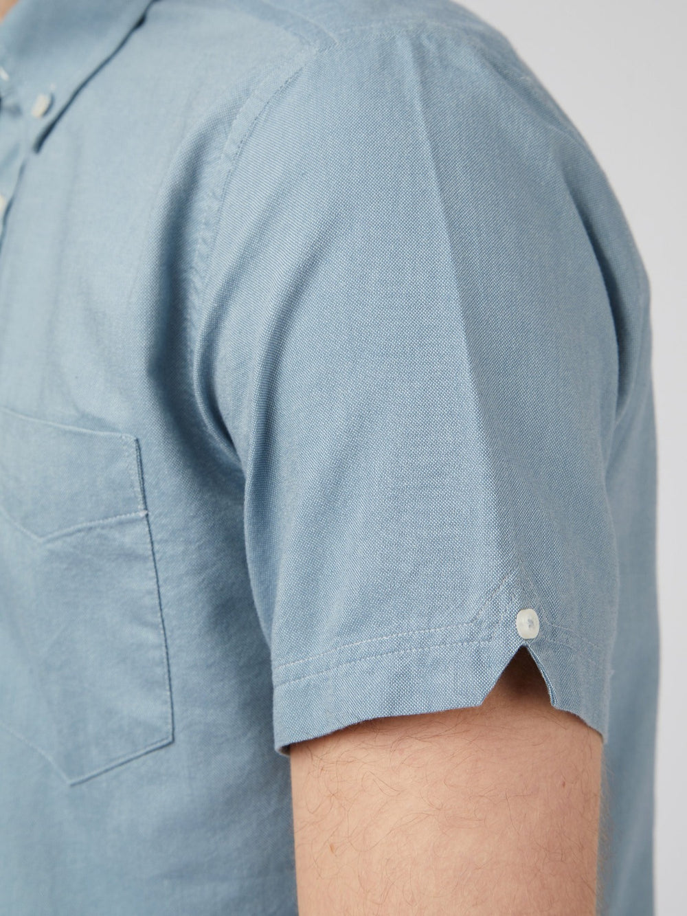 Ben Sherman Signature Organic Short-Sleeve Oxford Shadow Skjorte Blå Grå | FY3562784