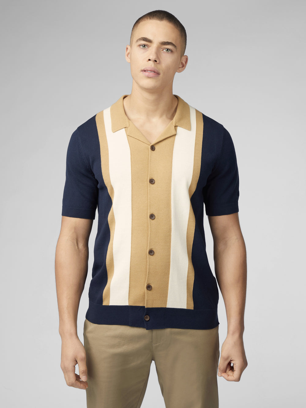 Ben Sherman Signature Resort Neck Button Through Polo Strikkevarer Marineblå | WR8795436