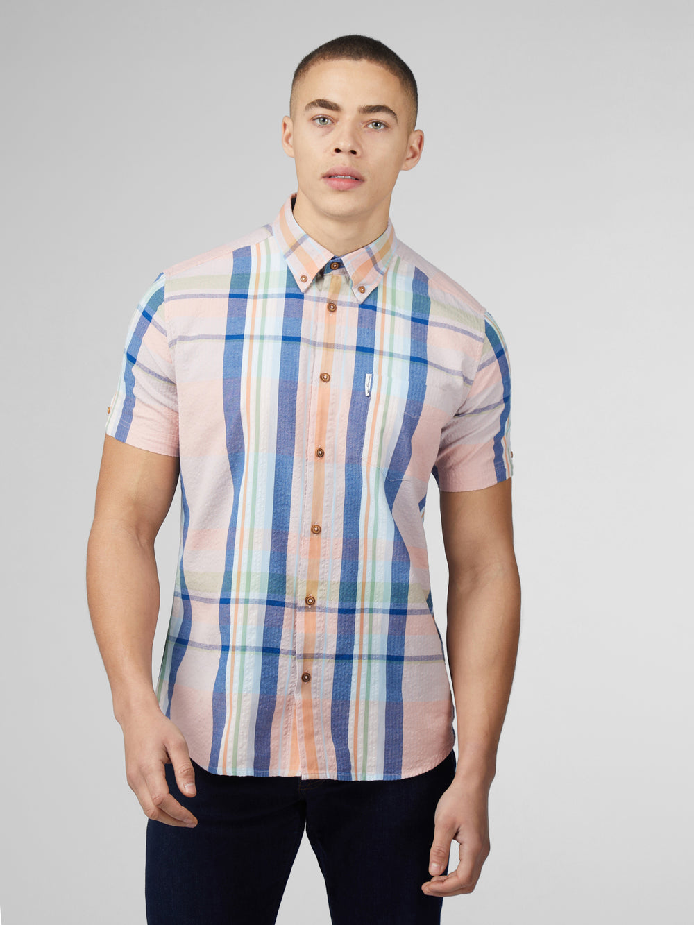 Ben Sherman Signature Seersucker Check Skjorte Rosa | NV8762359