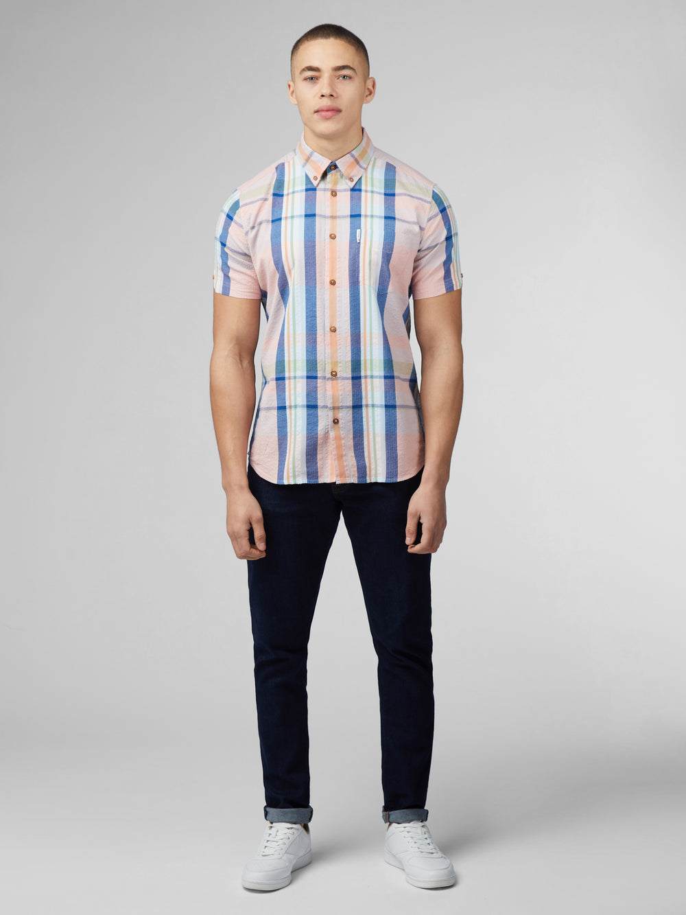 Ben Sherman Signature Seersucker Check Skjorte Rosa | NV8762359