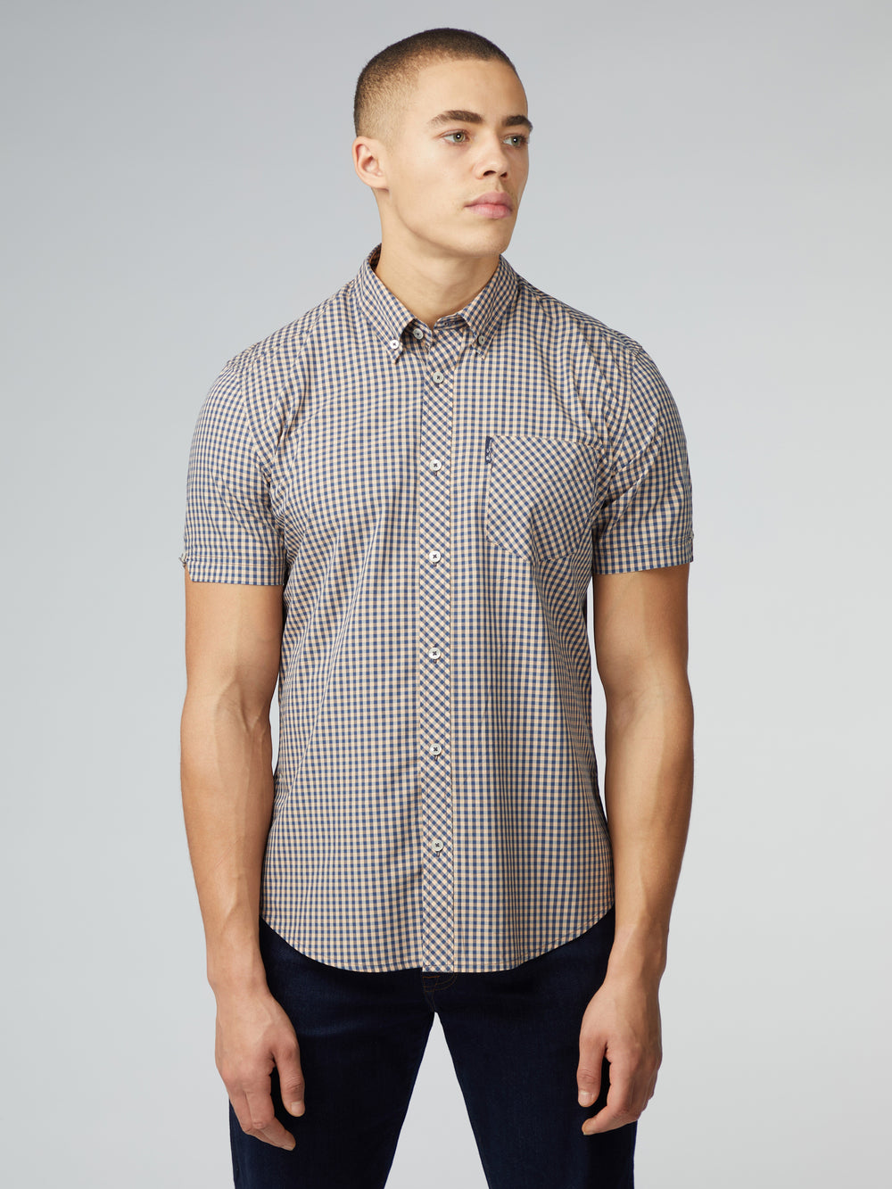 Ben Sherman Signature Short Sleeve Gingham Skjorte Kopper Oransje | BX2569374