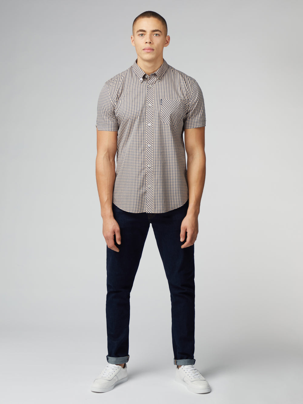 Ben Sherman Signature Short Sleeve Gingham Skjorte Kopper Oransje | BX2569374