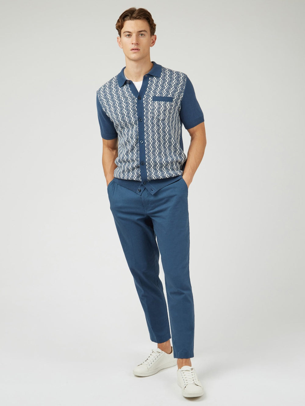 Ben Sherman Signature Slim Taper Linen Bukse Blå | VO3812947