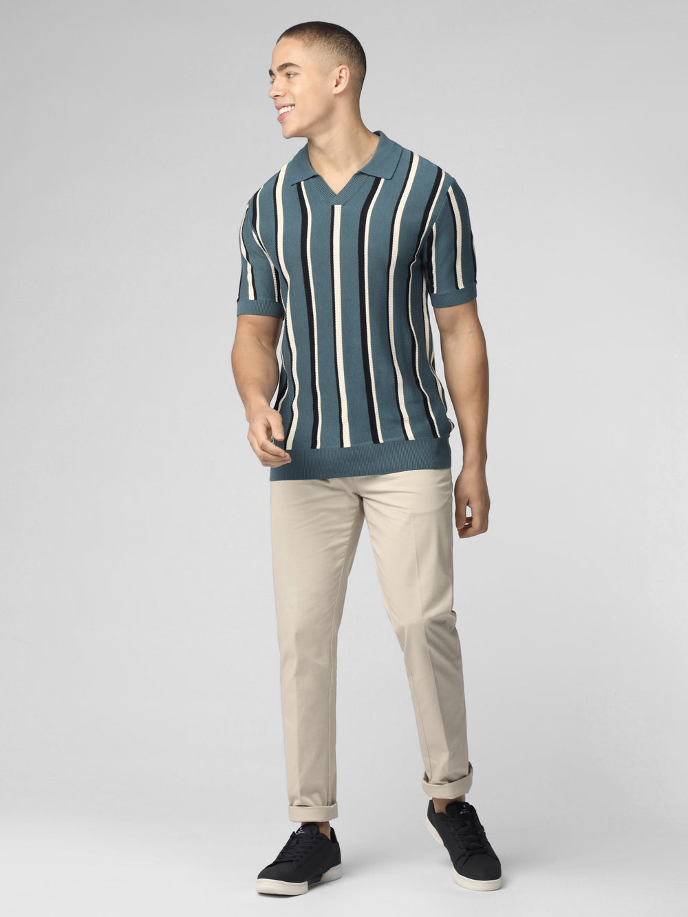 Ben Sherman Signature Vertical Stripe Open Neck Polo Strikkevarer Turkis | KE4867503