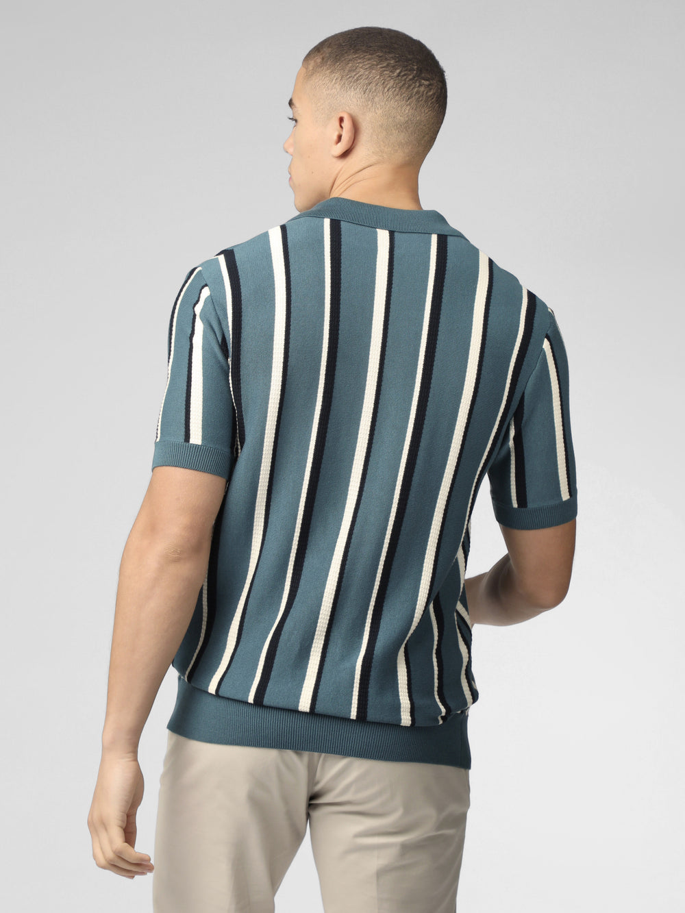 Ben Sherman Signature Vertical Stripe Open Neck Polo Strikkevarer Turkis | KE4867503