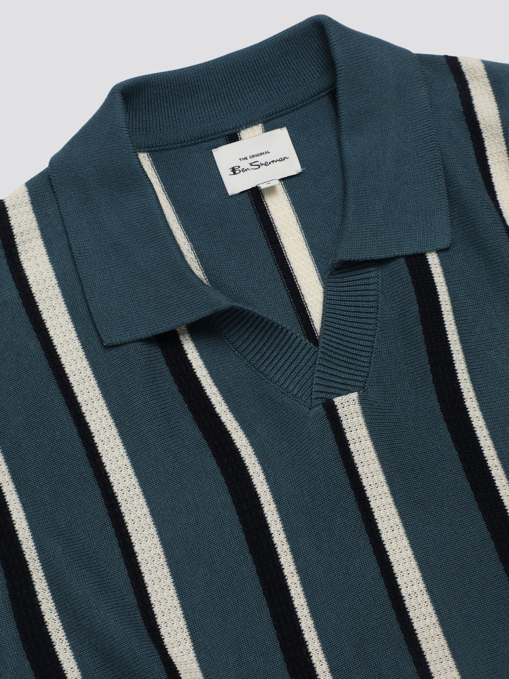 Ben Sherman Signature Vertical Stripe Open Neck Polo Strikkevarer Turkis | KE4867503