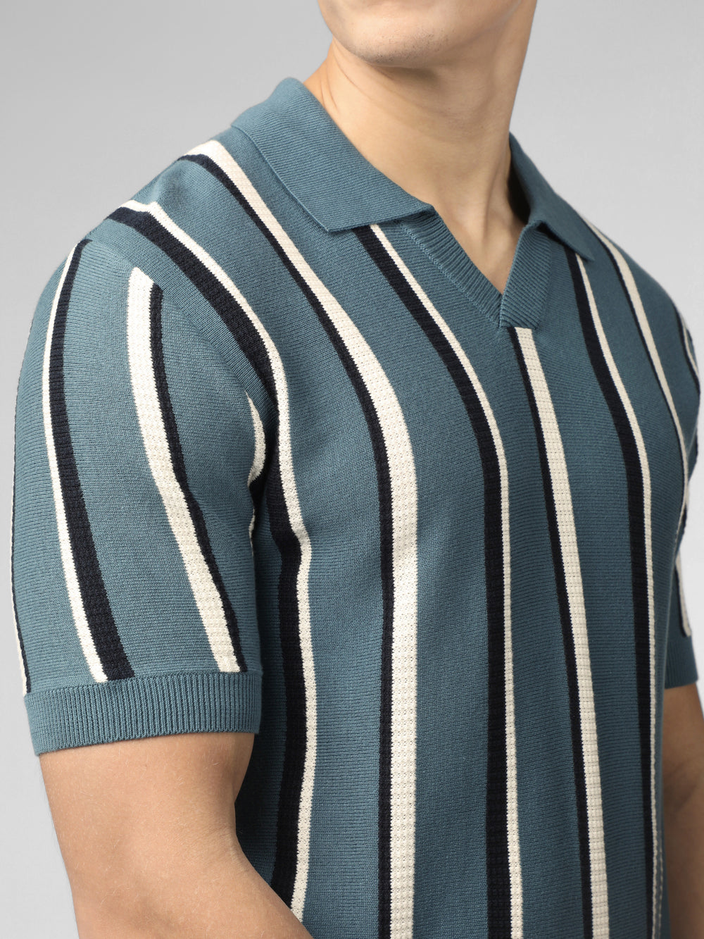 Ben Sherman Signature Vertical Stripe Open Neck Polo Strikkevarer Turkis | KE4867503