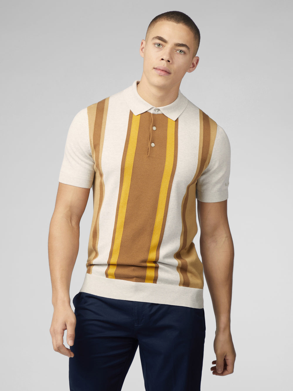 Ben Sherman Signature Vertical Stripe Polo Strikkevarer Hvite | YB2419756