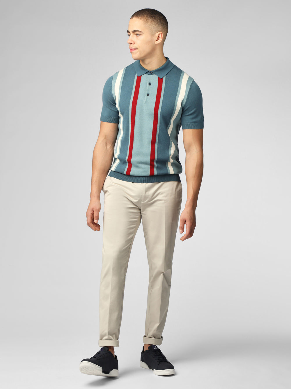 Ben Sherman Signature Vertical Stripe Polo Strikkevarer Turkis | JN1639705