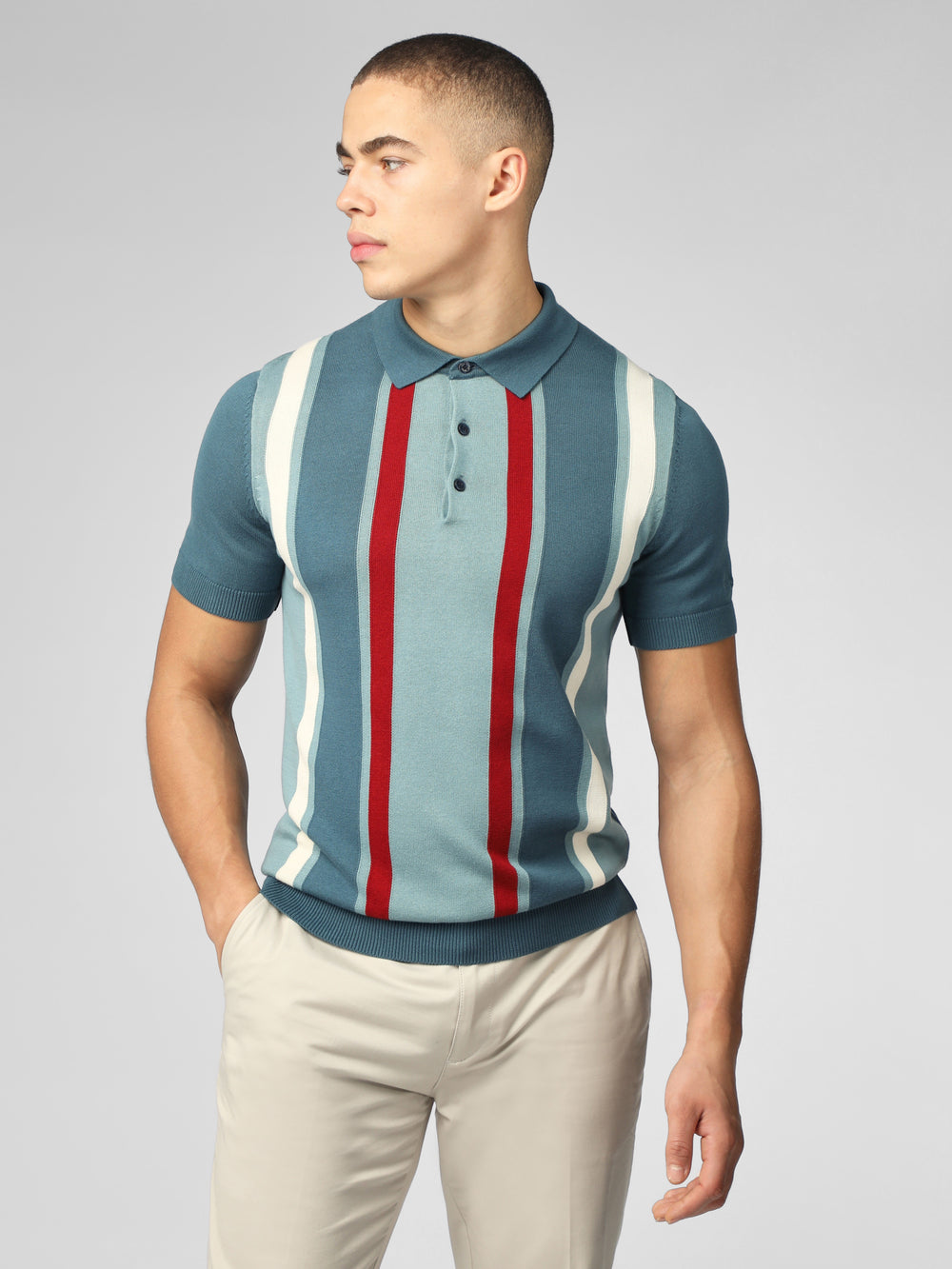 Ben Sherman Signature Vertical Stripe Polo Strikkevarer Turkis | JN1639705