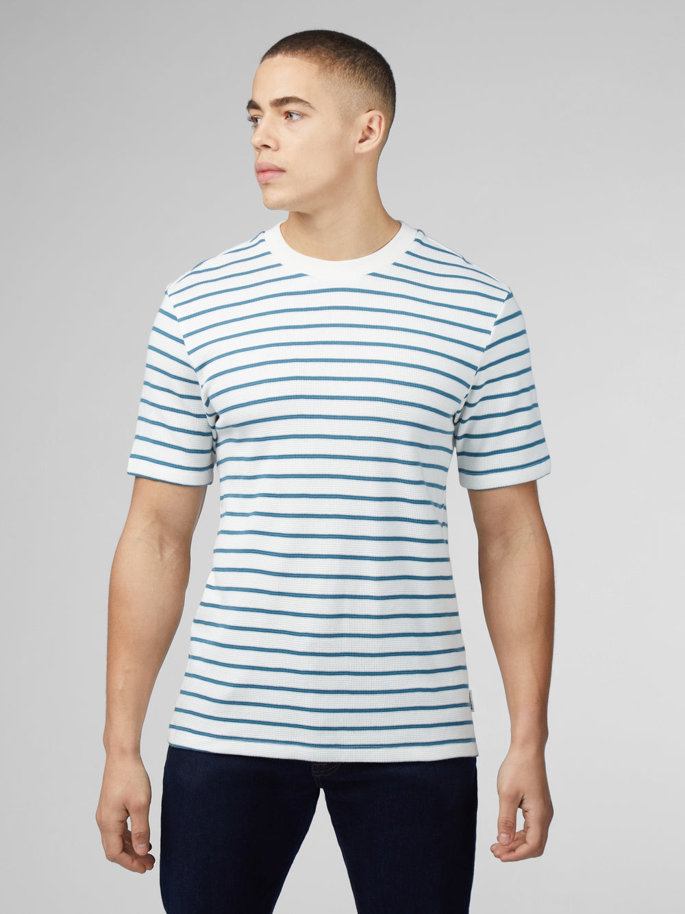 Ben Sherman Signature Waffle Stripe T-Skjorte Hvite | NC4608572