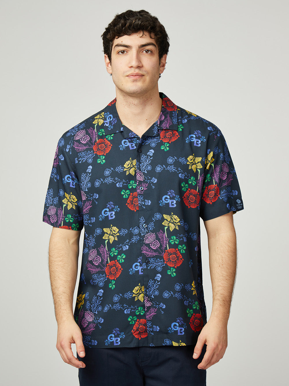 Ben Sherman Team GB Floral Skjorte Marineblå | ZR6253708