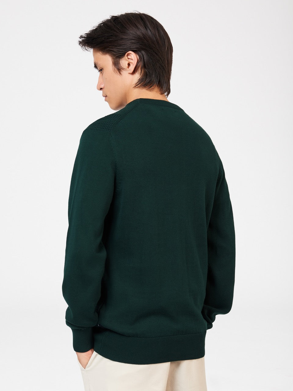 Ben Sherman Textured Crewneck Strikkevarer Mørke Grønn | OG6238041