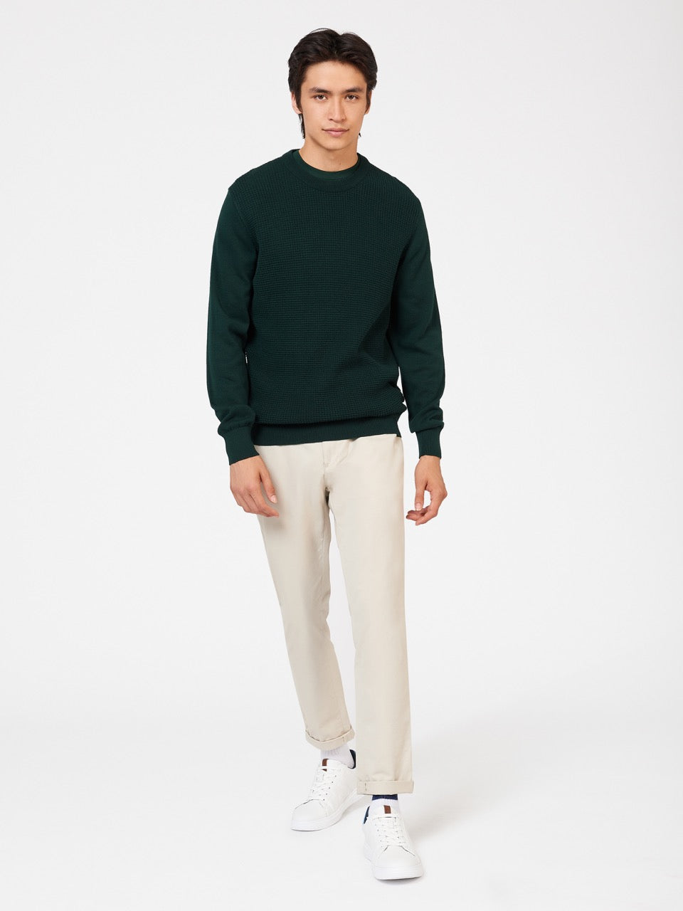 Ben Sherman Textured Crewneck Strikkevarer Mørke Grønn | OG6238041