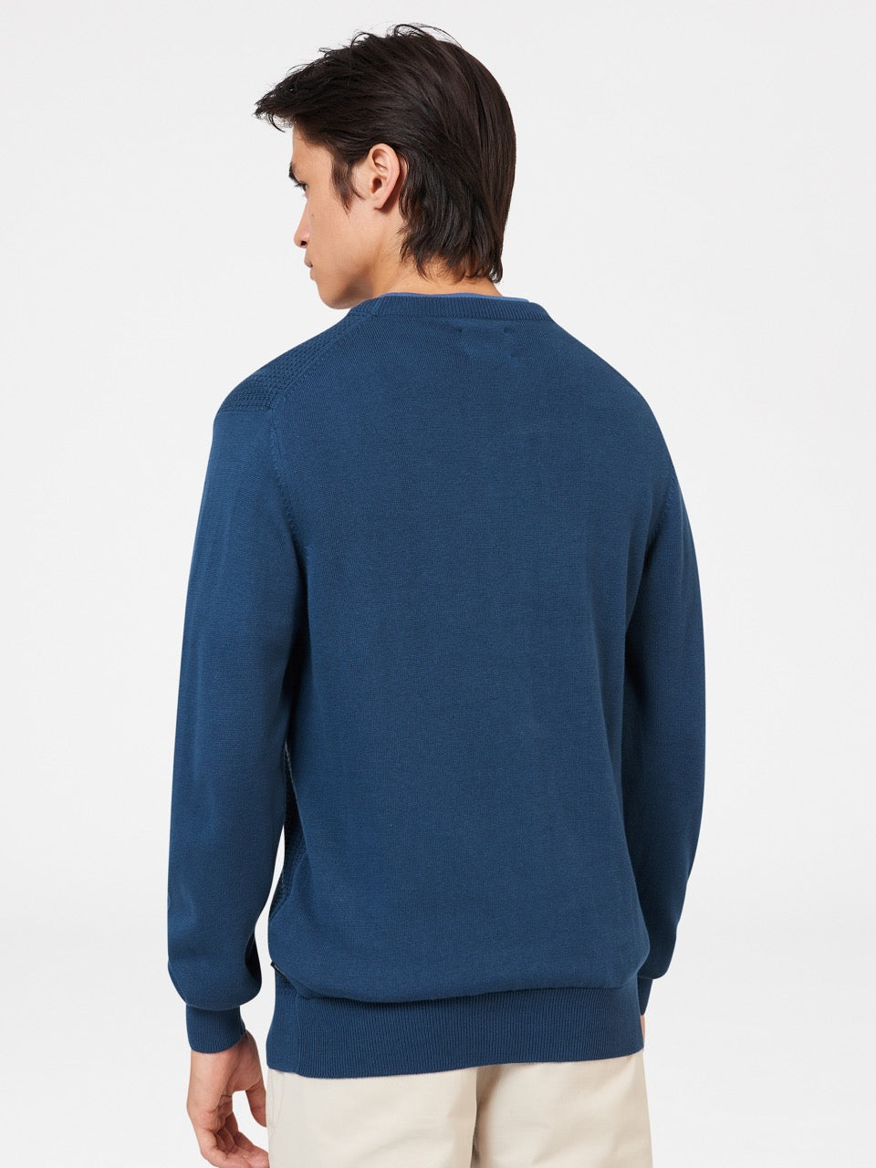 Ben Sherman Textured Crewneck Strikkevarer Indigo | DN6342819