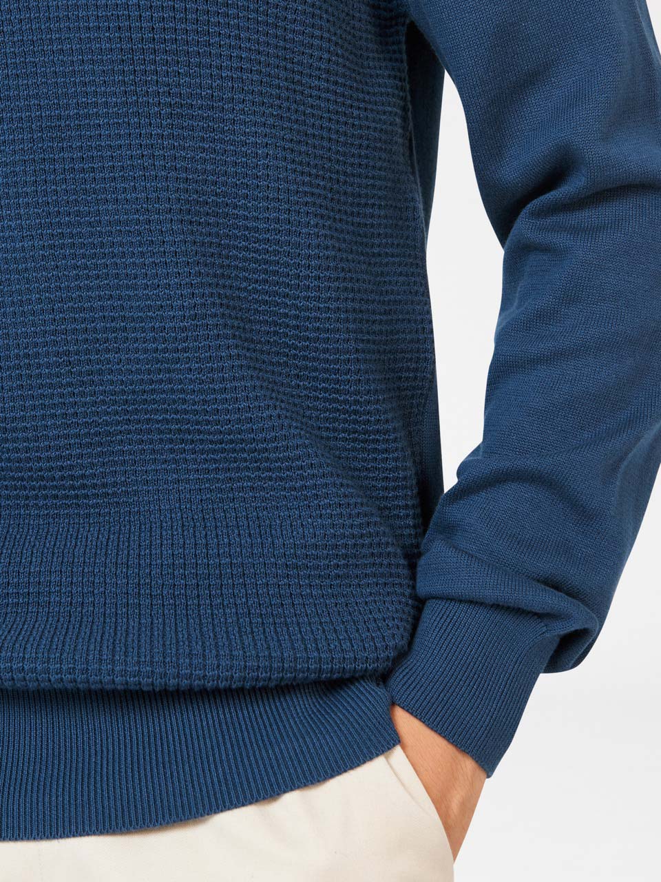 Ben Sherman Textured Crewneck Strikkevarer Indigo | DN6342819