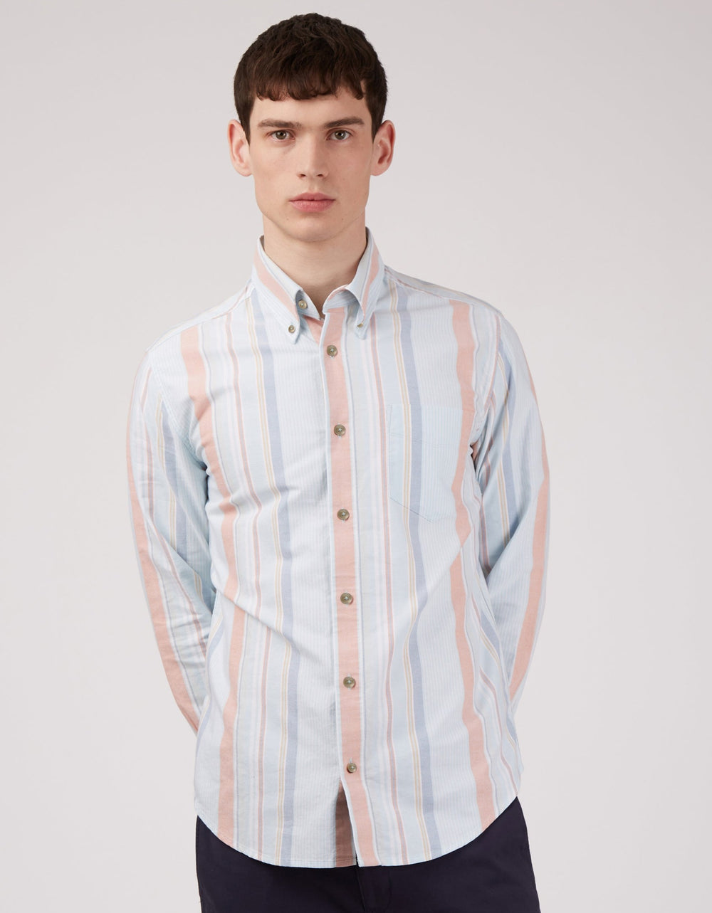 Ben Sherman The Oxford Ivy Stripe Long-Sleeve Skjorte Blå | KF0257413