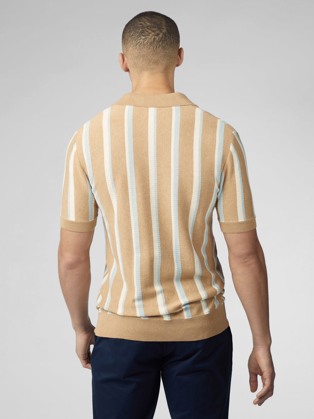 Ben Sherman Vertical Stripe Open Neck Polo Strikkevarer Grå | HV5092683